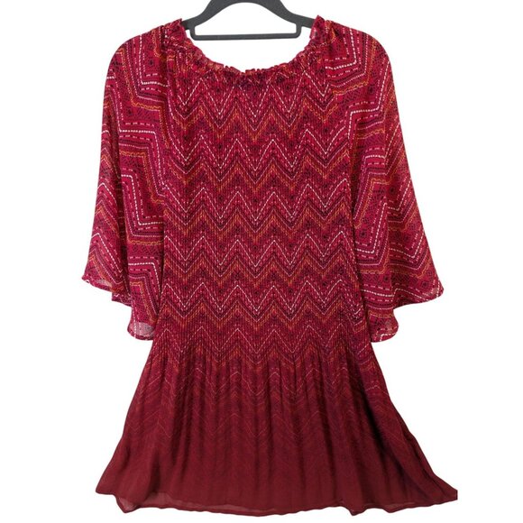 Catherines Top Women Plus sz 1X Artsy Pleated Sheer Stretch Boho Career Western - Picture 10 of 12